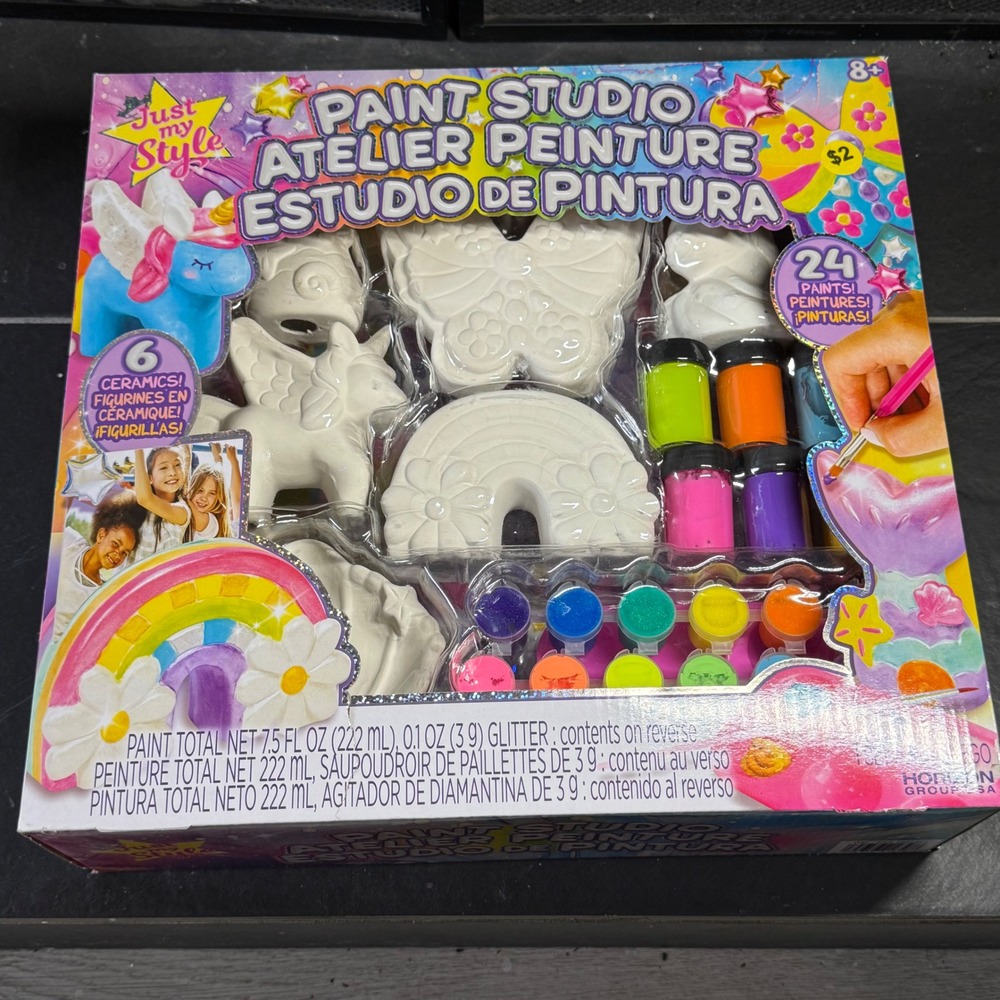 Just My Style Paint Studio Ceramic Art Kit 6 Figurines 24 Paints Kids Activity